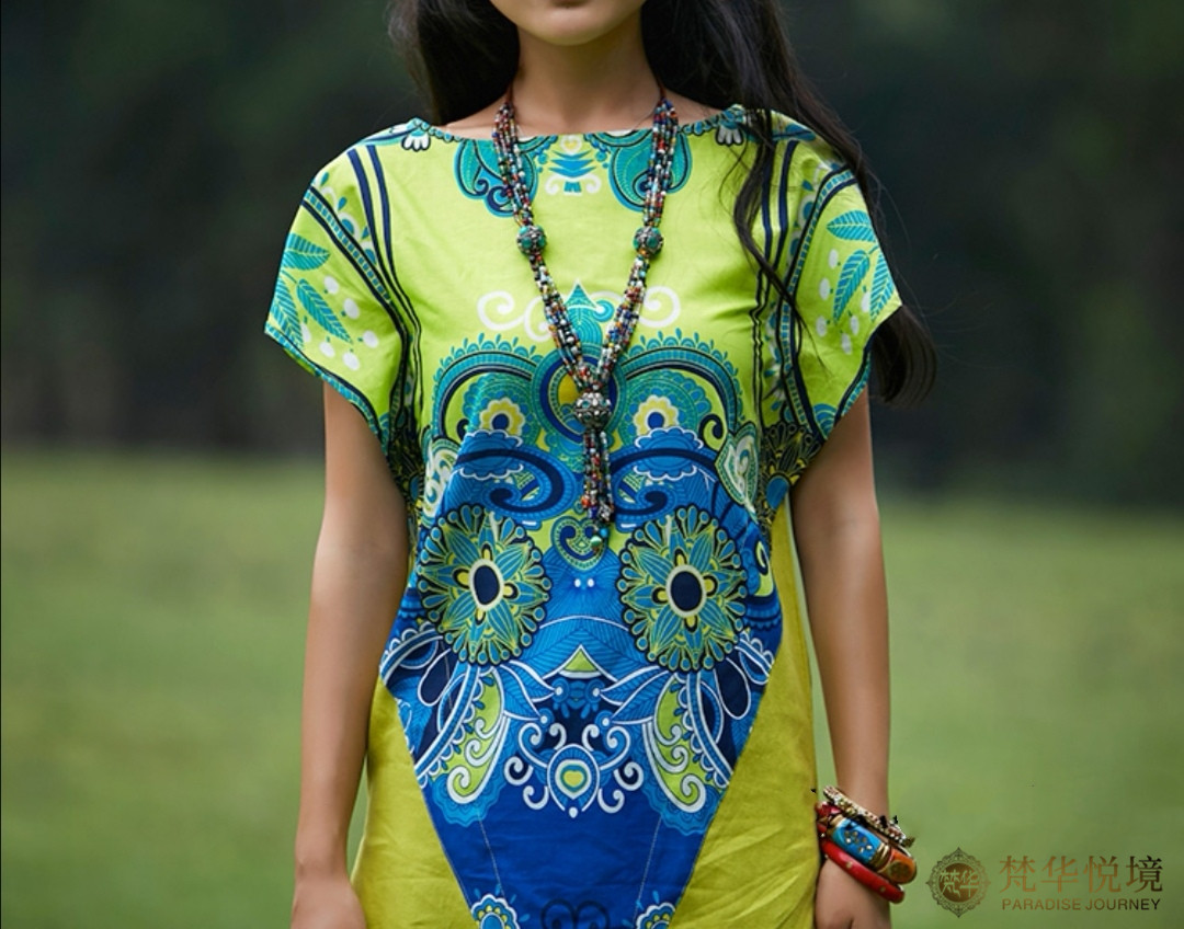 印度民族风2020春夏季新款女装印花宽松百搭时尚蝙蝠袖上衣