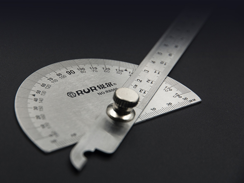 锐尔不锈钢角度尺工业级多功能角度规木工180度高精度测量仪