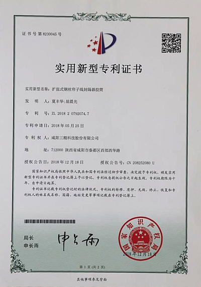 Utility model patent certificate (sealing ring rub