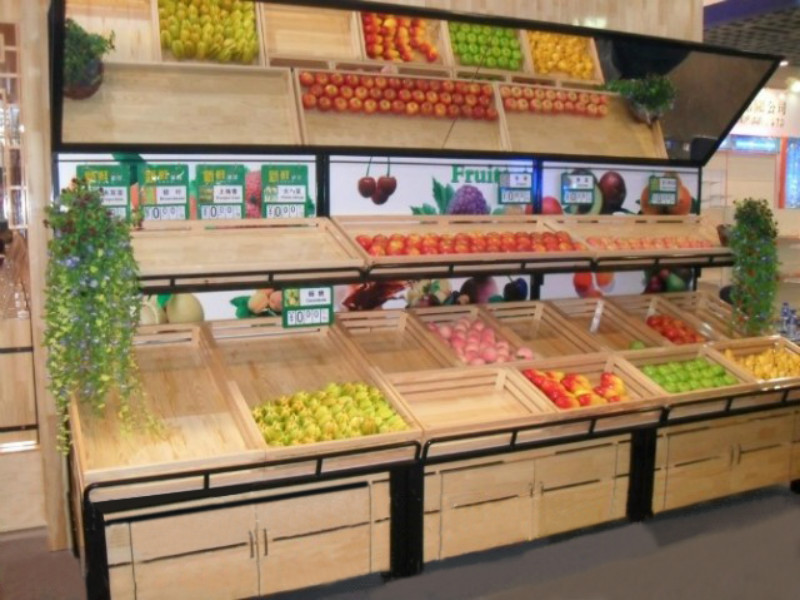 超市水果木制货架