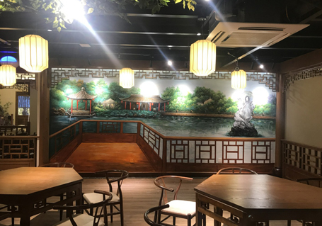 餐厅复古墙绘