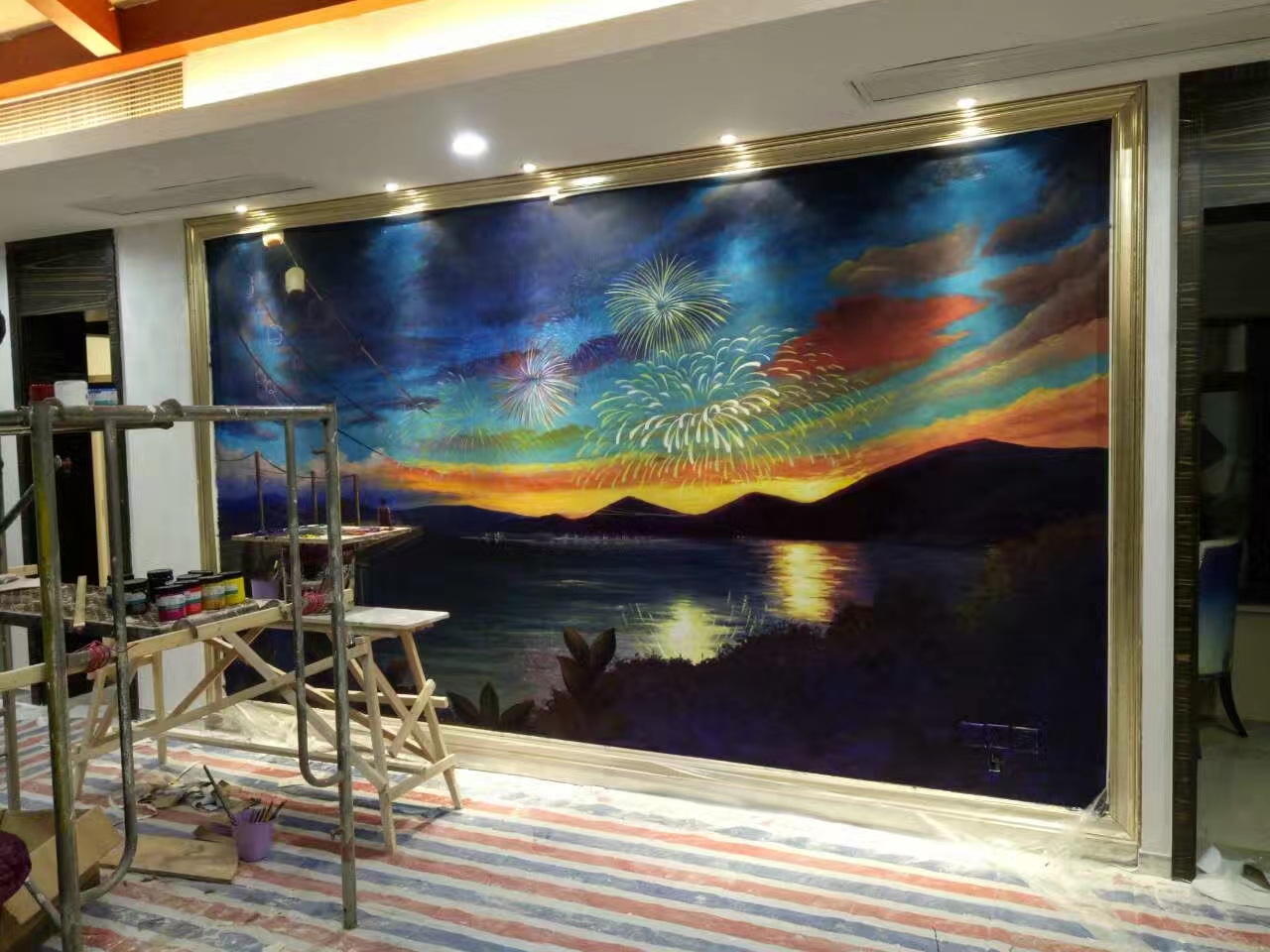 湖南酒店彩绘墙装饰