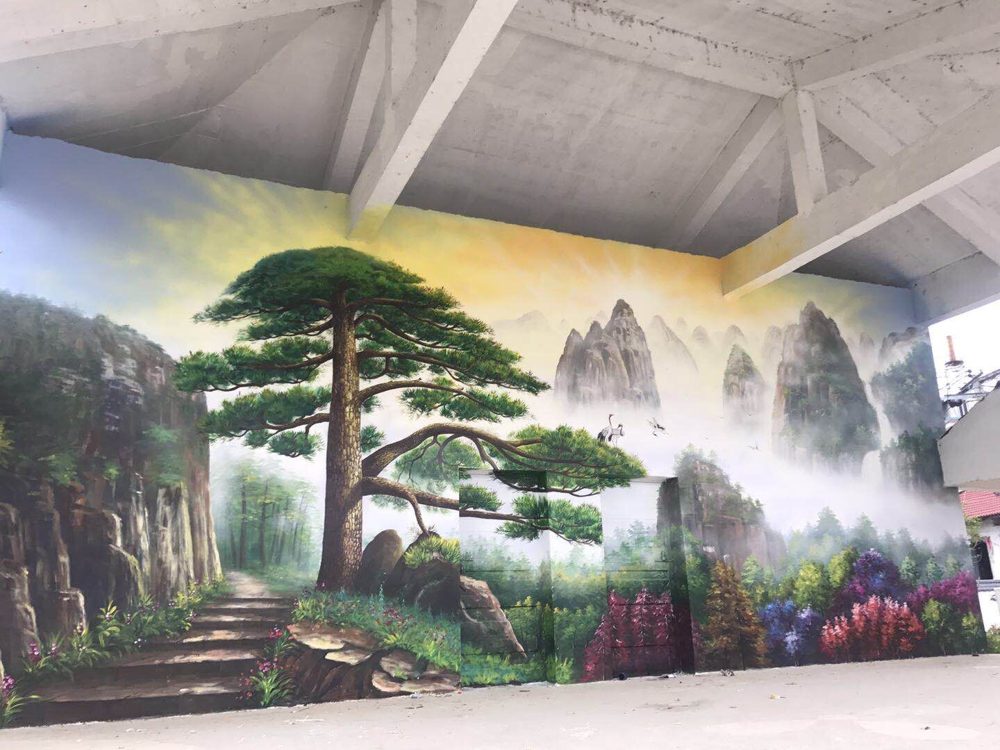 湖南国画文化墙装饰