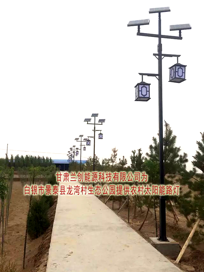 景泰縣龍灣村生態公園提供農村太陽能路燈安裝案例