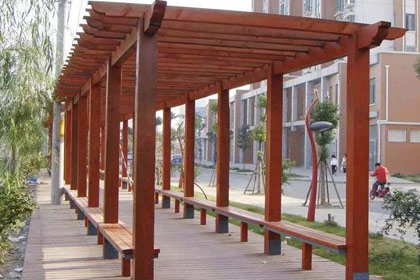 防腐木长廊