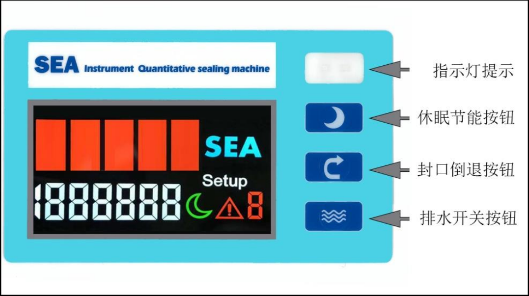 海研程控定量封口机显示器与面板按钮操作的说明