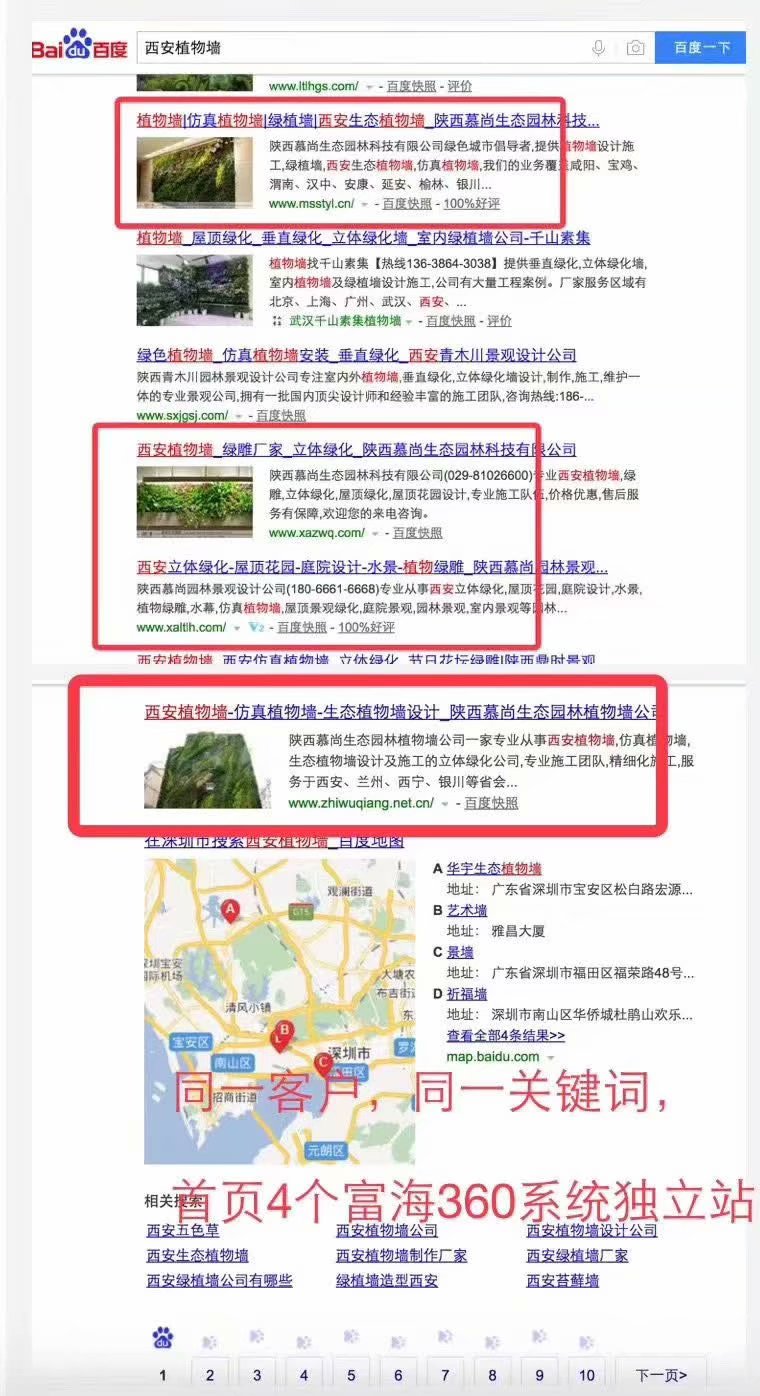 同一客戶7個富海360獨立網站推廣效果還不錯