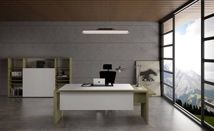 现代简约风格的办公桌展现的办公空间图片