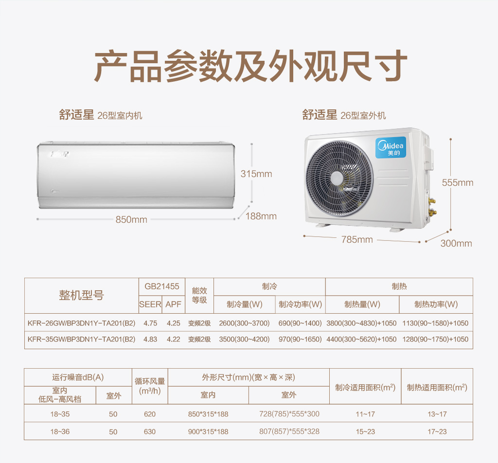 美的舒适星变频挂机TA201