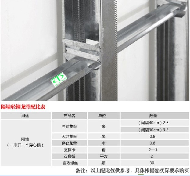 100竖向龙骨 100天地龙骨