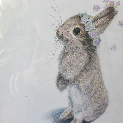 彩铅-站立的兔子