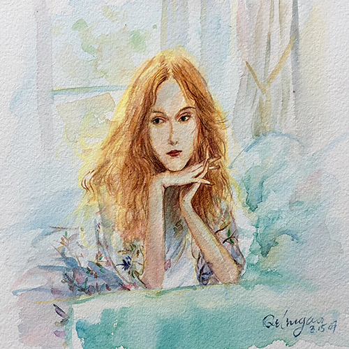 水彩-美女人物