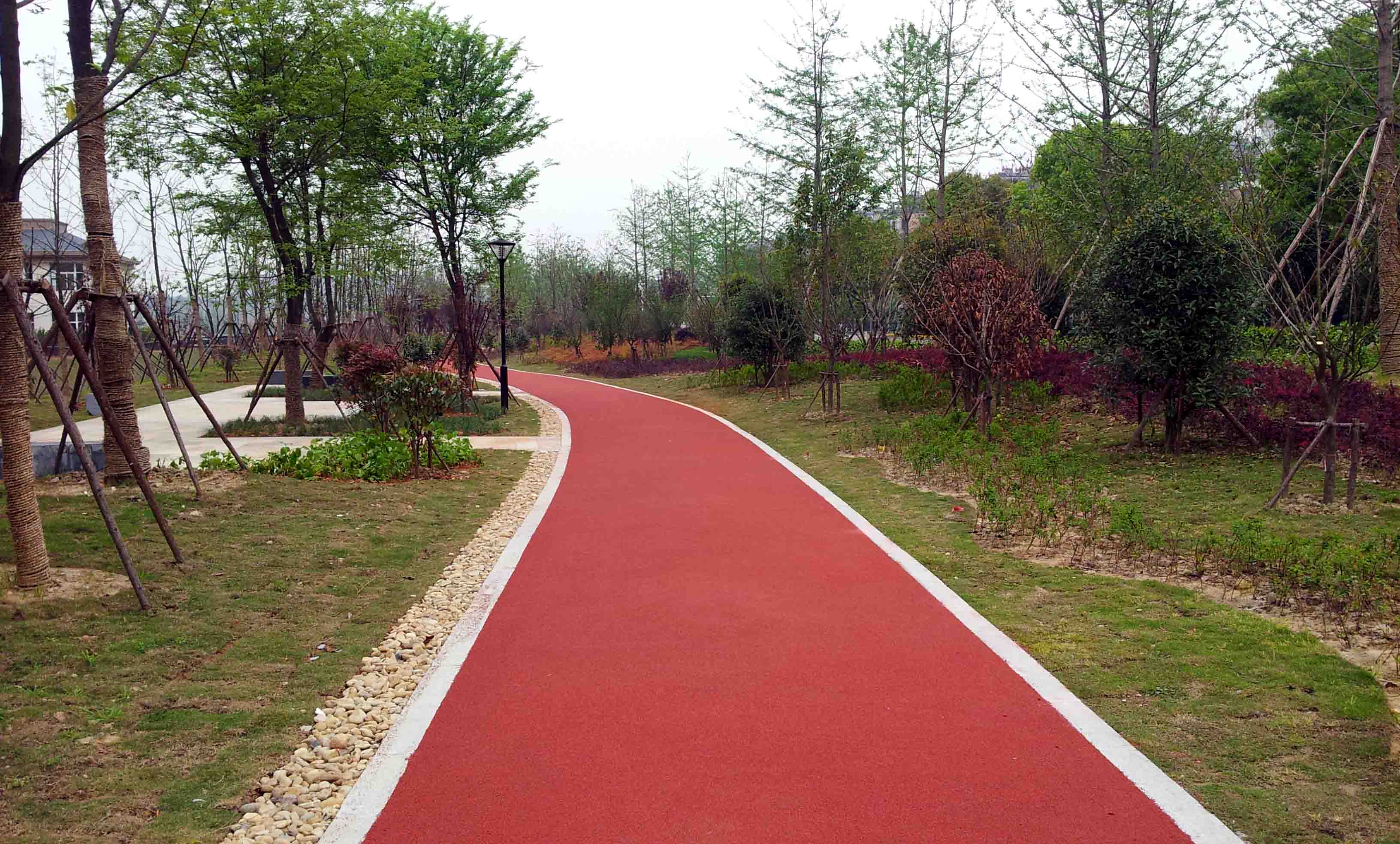 南京公园彩色路面，彩色混凝土工艺，公园彩色防滑路面-南京名第体育