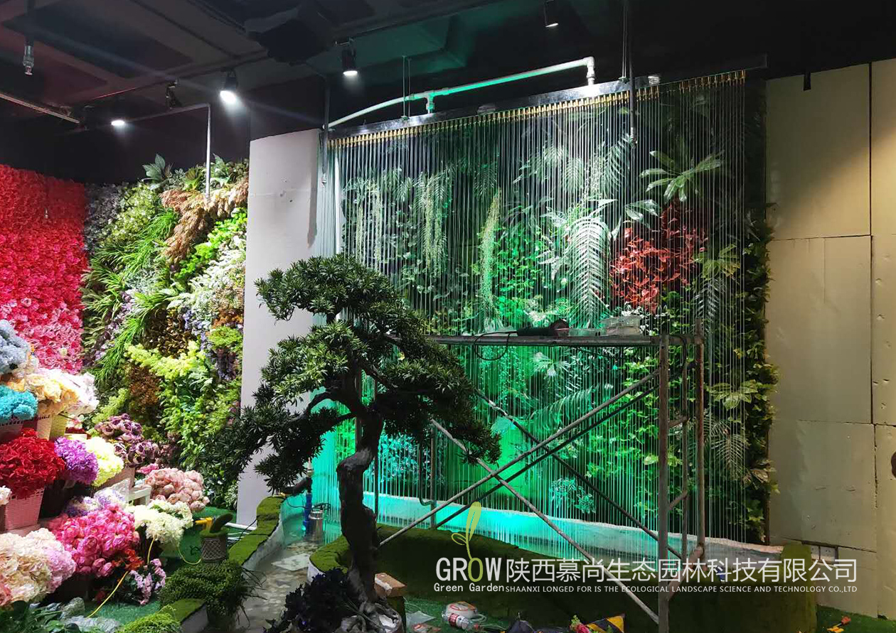 四季花藝室內拉線水幕