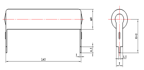 RXG1B 型系列被釉功率线绕电阻器外形图