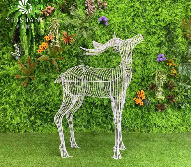 不锈钢镂空发光鹿雕塑