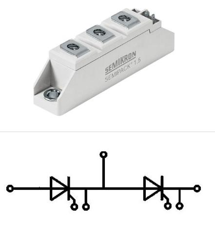 赛米控SKKT 42B 目标应用 DC电机控制(例如用于机床) 交流电机软起动器