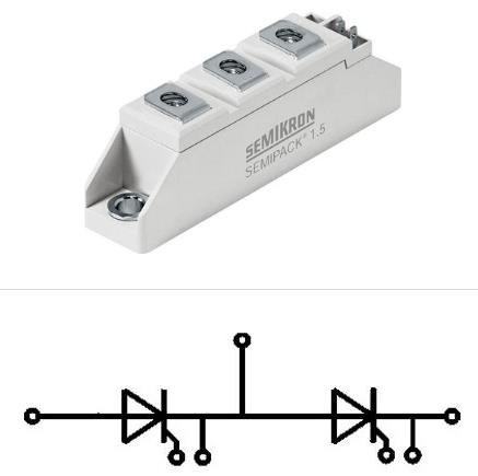 赛米控晶闸管/二极管模块SKKT 72B 目标应用 DC电机控制(例如用于机床)