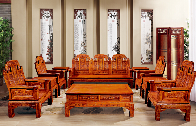大涌刺猬紫檀沙发告诉你红木家具工艺中的“福文化”