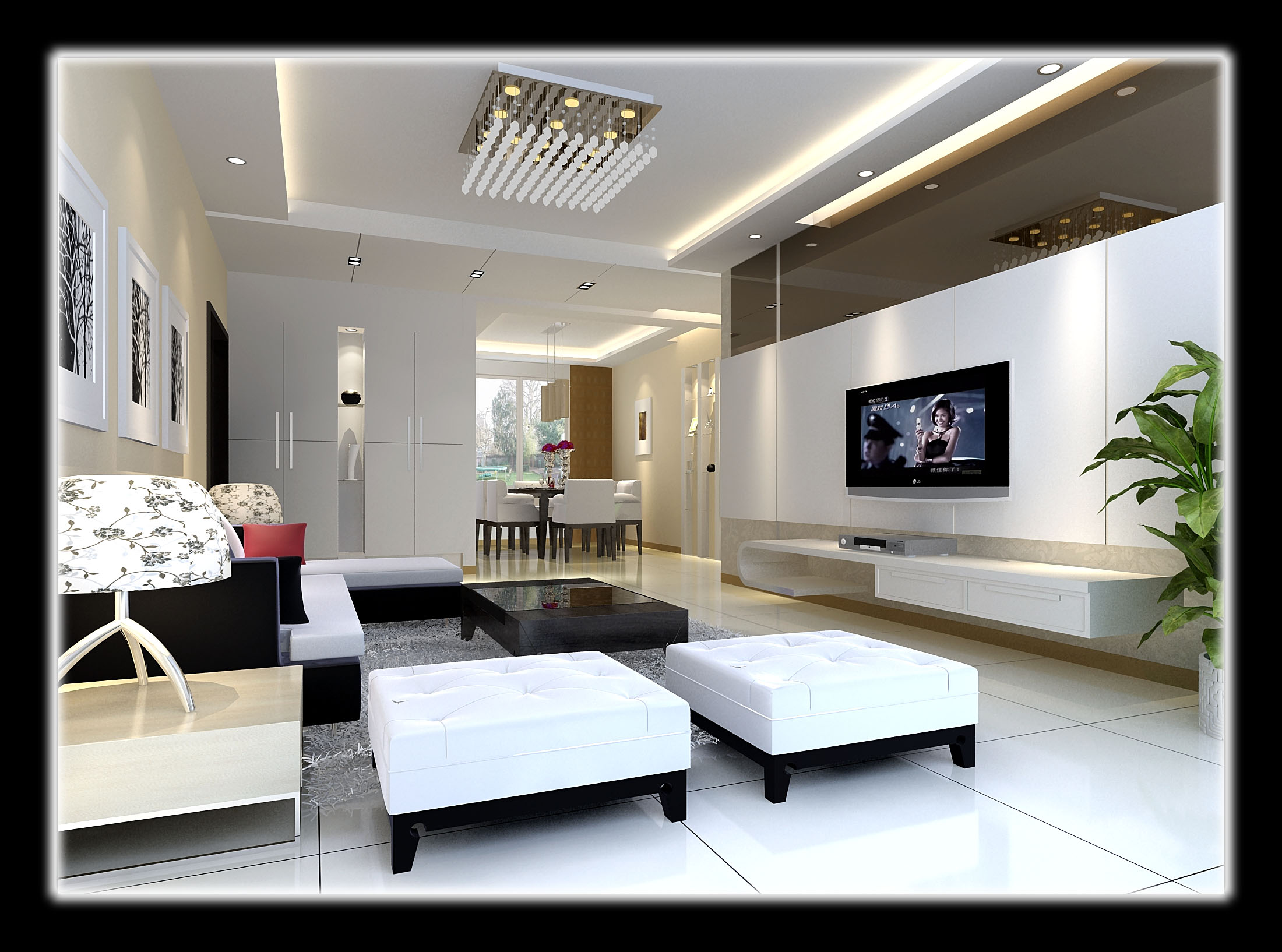 西安GRG家庭装修设计为您设计一个时尚宽敞的客厅