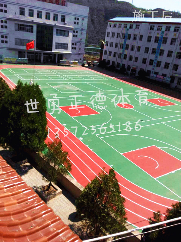 学校塑胶跑道施工、塑胶球场施工、塑胶球场翻新维修-陕西世勇正德体育