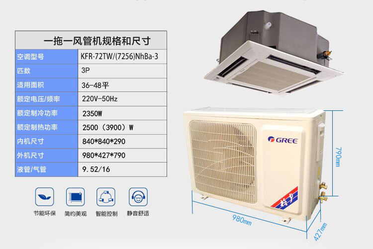 3匹 天井機 家用/商用中央空調 吸頂機 天花機規格與尺寸