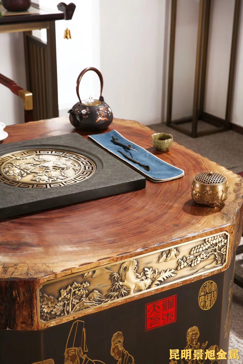 茶桌铜装饰细节展示