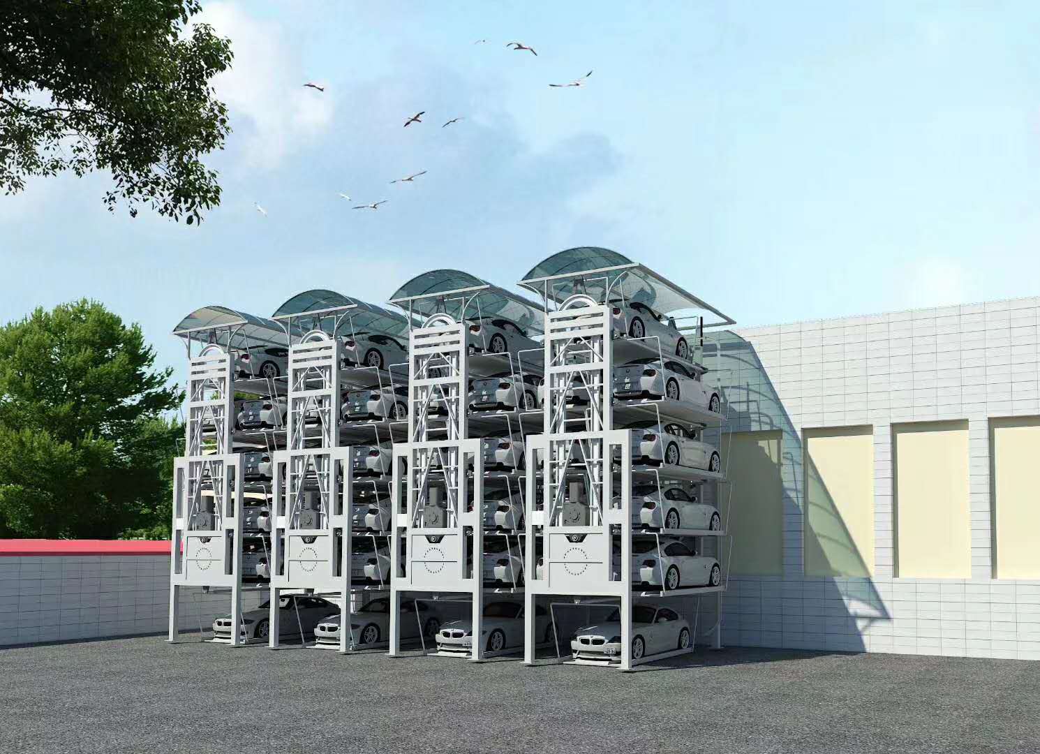 六層四排垂直循環類機械式停車設備