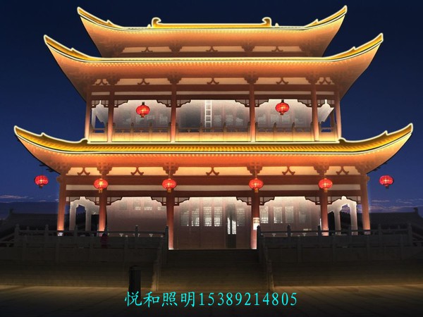 仿古建筑照明夜晚清新自然的画面令人流连