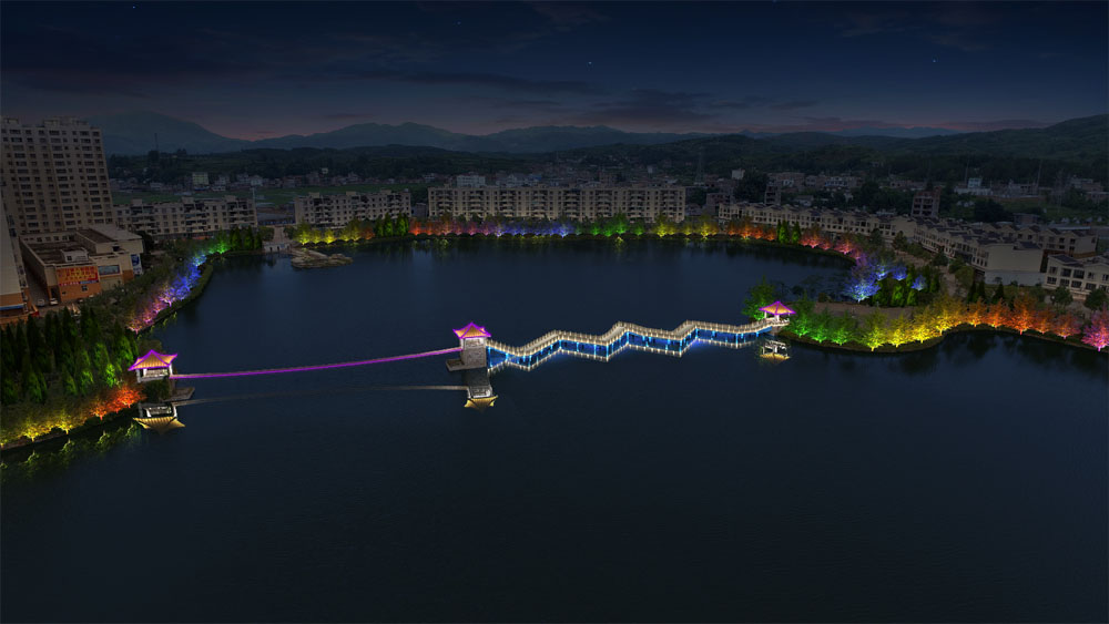 鲁甸人工湖景观亮化工程案例