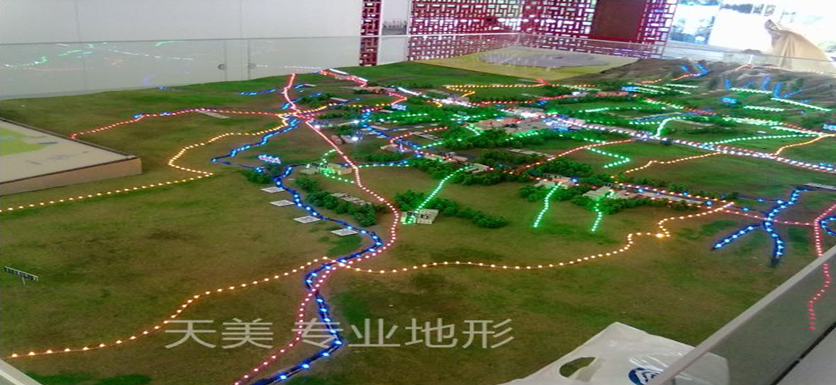 新疆沙盘模型公司模型制作过程水和建筑灯光的设计