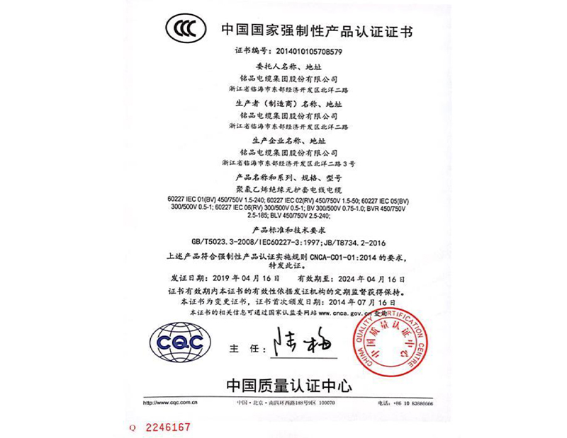 中国国家强制性产品认证证书（CCC证书）1