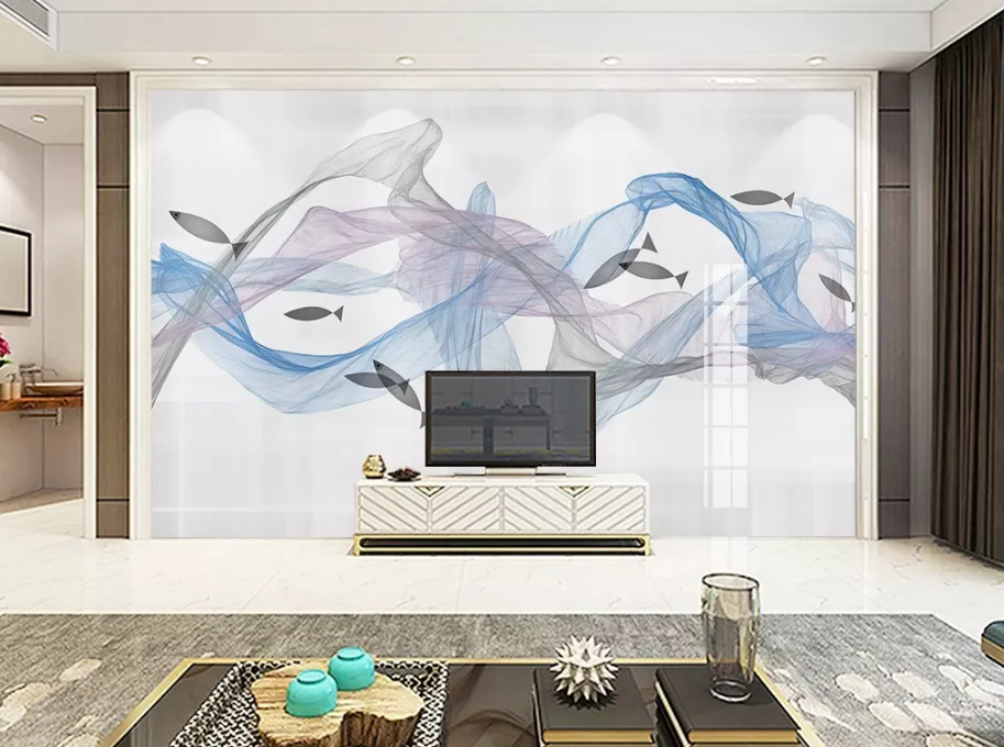 现代简约抽象水墨山水装饰画电视背景墙