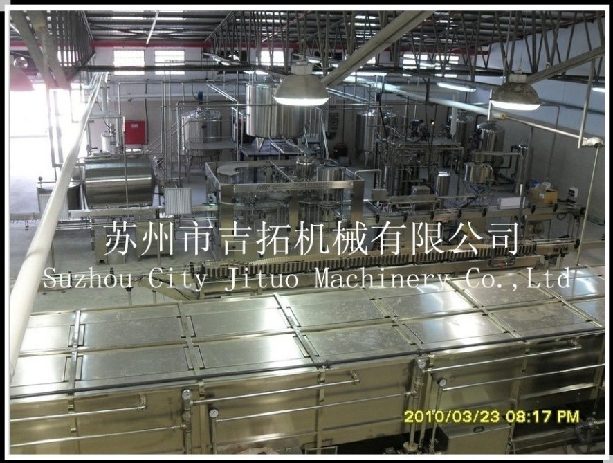 豆奶、蔬菜汁、含乳饮料等植物蛋白营养生产线，苏州市吉拓机械专业制造。
