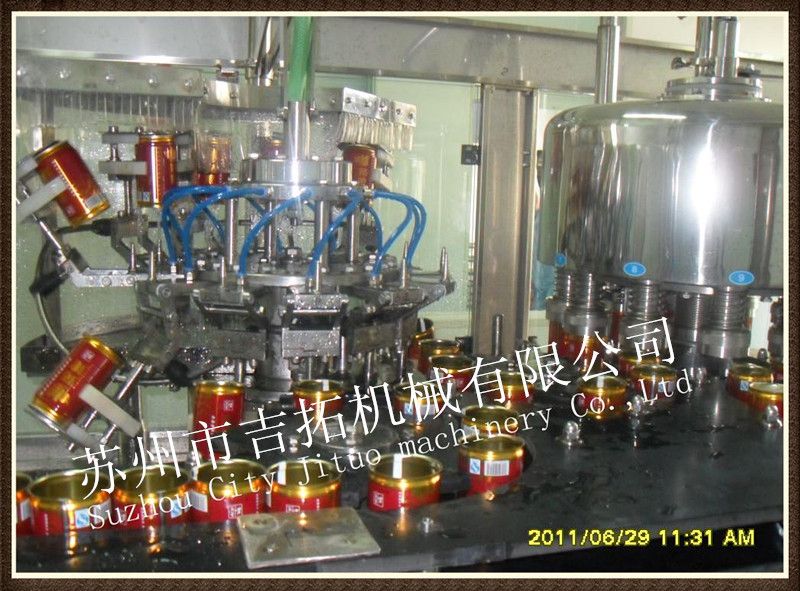 苏州市吉拓机械有限公司 不含气易拉罐三合一灌装机 专业生产饮料机械设备
