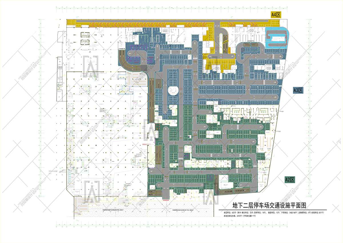 北京万达地下停车场车位CAD规划设计