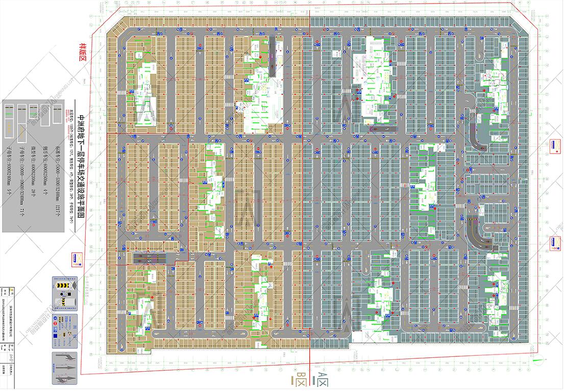 湖北孝感武汉中洲府停车场CAD规划设计