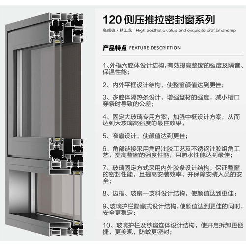 120側(cè)壓推拉密封窗系列