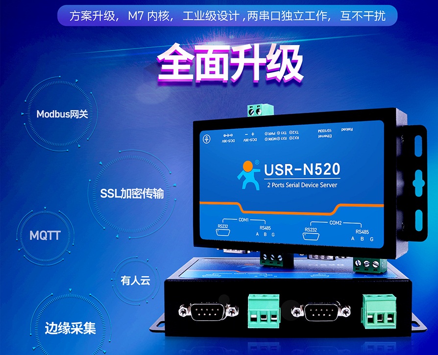 HQlOT-N520 RS485双串口服务器