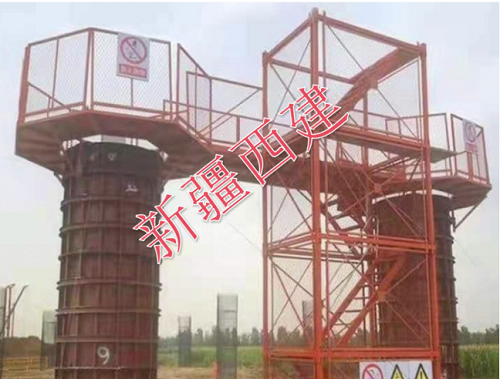 中国电建集团水电六局阿合奇项目梯笼及安全操作平台施工现场